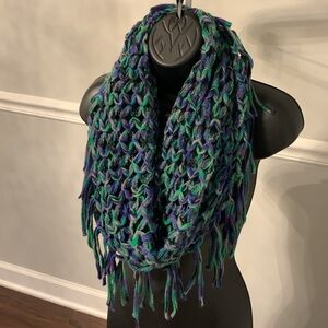 Steve Madden Green & Purple Infinity Scarf with Fringe